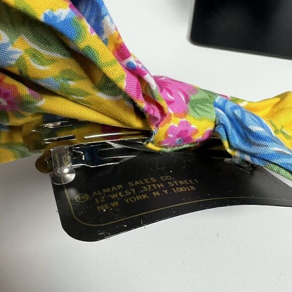 Vintage Top Star Floral 5” Bow Clip 1989 Retro 80's NOS - Picture 3 of 6